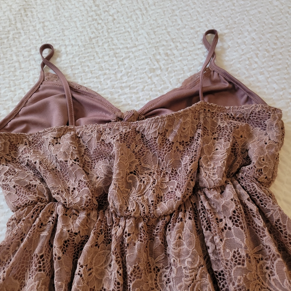 Haute Fox Mauve Lacy Spaghetti Strap Top SZ Xl - Picture 3 of 6